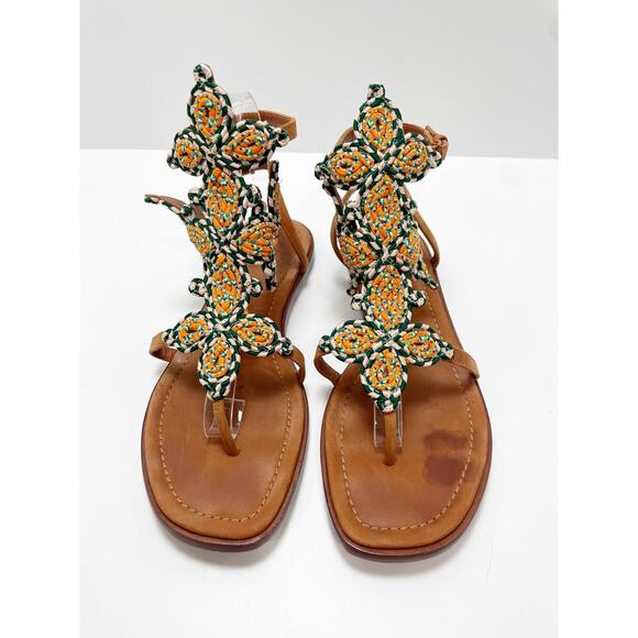 Tory Burch Women's Palisade Woven T Strap Sandals 8.5 - Picture 3 of 8